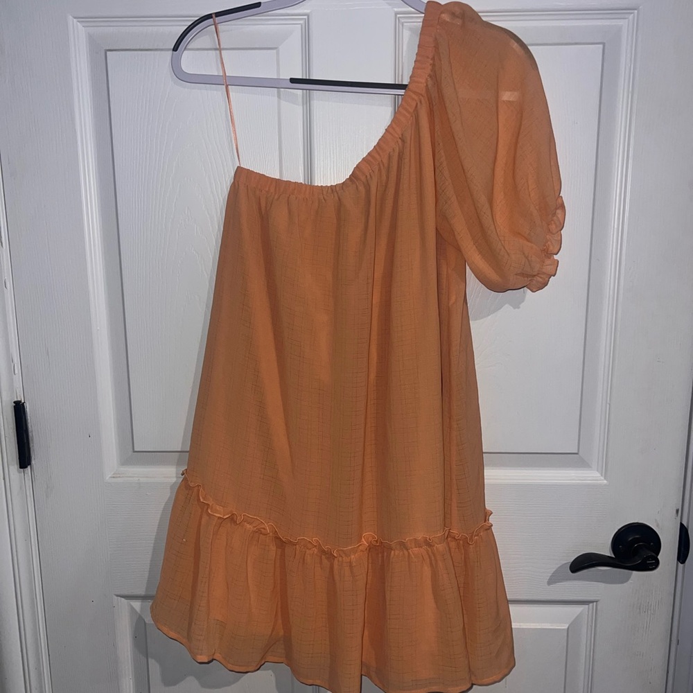 Le Lis Tangerine One-Shoulder Dress